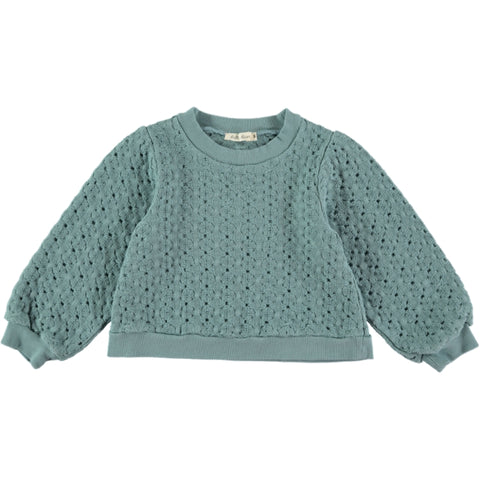 Belle Chiara Washed Turquoise Tricot Sweatshirt