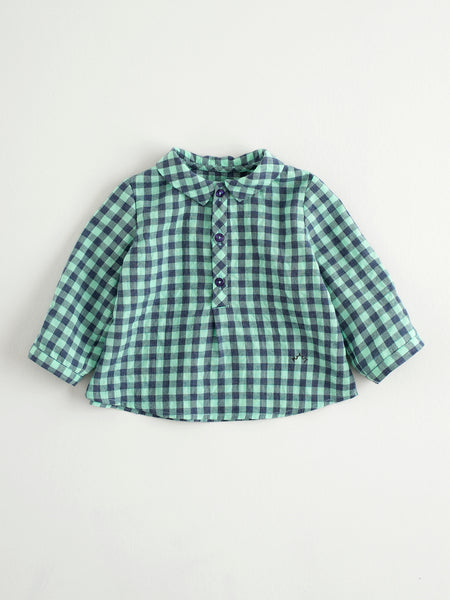 Nanos Green Small Check Baby Shirt