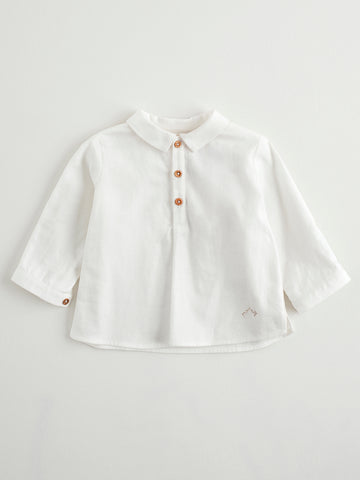 Nanos White Collared Baby Shirt