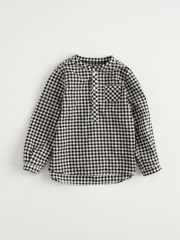 Nanos Black Small Check Shirt