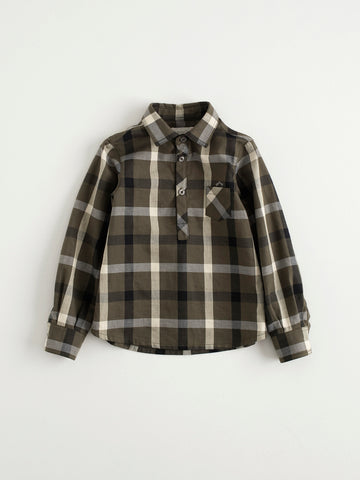 Nanos Olive Plaid Shirt