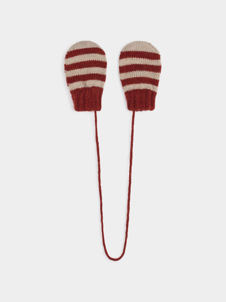 Bobo Choses Red Striped Mitten Gloves
