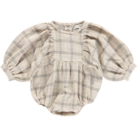 Bebe Organic Hanna Winter Cream Check Romper