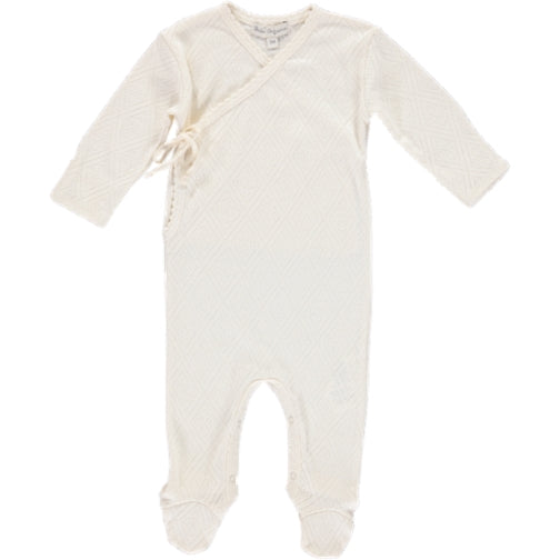 Bebe Organic Natural Pointelle Wrap Overall Footie