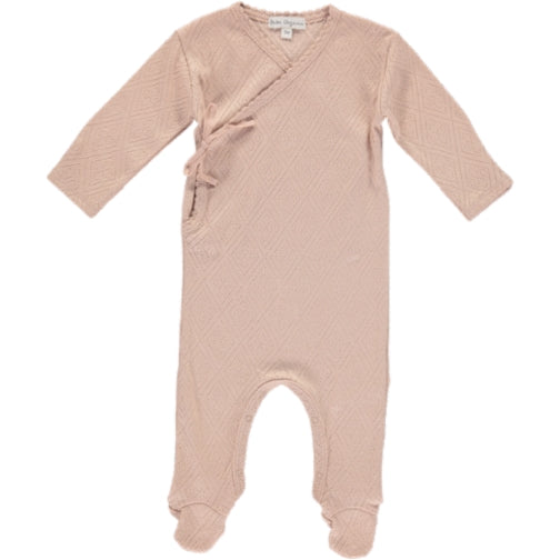Bebe Organic Blush Pointelle Wrap Overall Footie – Panda and Cub