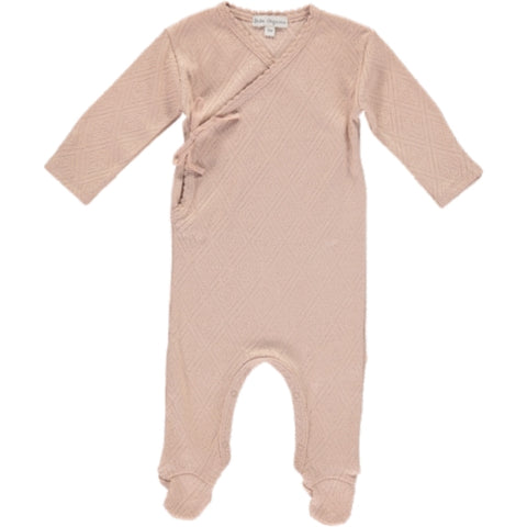 Bebe Organic Blush Pointelle Wrap Overall Footie