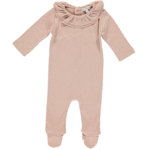 Bebe Organic Blush Pointelle Lace Overall Footie