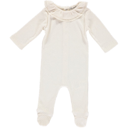 Bebe Organic Natural Pointelle Lace Overall Footie