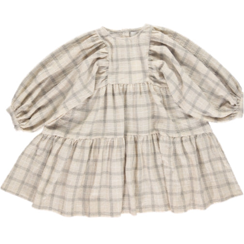 Bebe Organic Hanna Winter Cream Check Dress