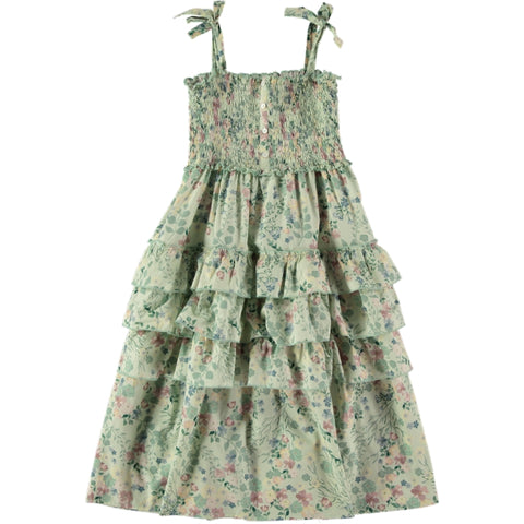 Coco Au Lait Green Floral Smock Long Dress