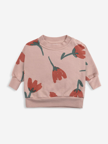 Bobo Choses Baby Pink Big Flowers All Over Sweatshirt