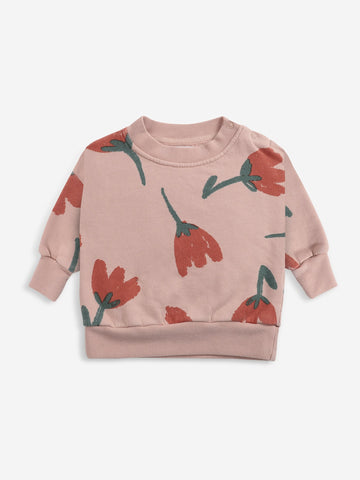 Bobo Choses Baby Pink Big Flowers All Over Sweatshirt