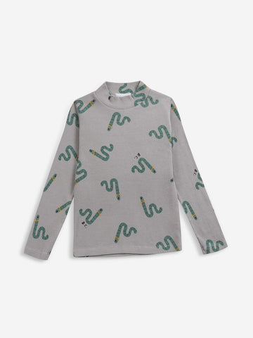 Bobo Choses Scholar Worm All Over Turtleneck T-shirt