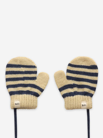 Bobo Choses Baby Black Stripes Knitted Mittens