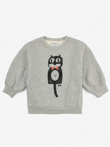 Bobo Choses Grey Melange Cat O'clock Sweatshirt