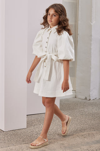 Steph The Label White Denim Button Dress