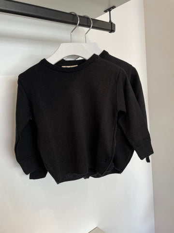 Nupkeet Black Boys Knit Crew Sweater