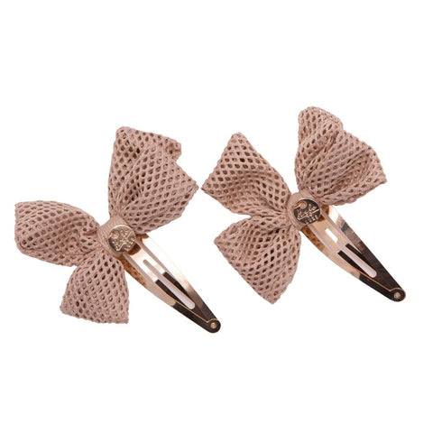 Halo Luxe Tan Alice Mesh Bow Clip Set