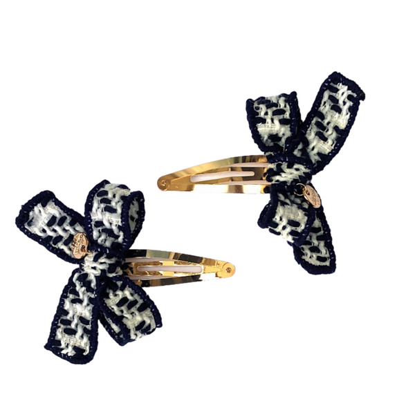 Halo Luxe Grace double bow clips Black