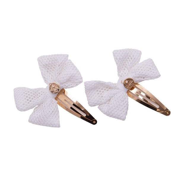 Halo Luxe White Alice Mesh Bow Clip Set