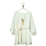 Belle Chiara Embroidered Linen Beige Dress