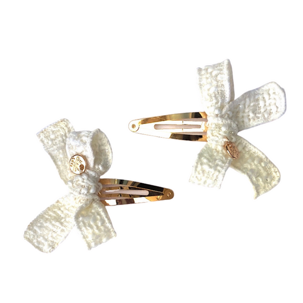 Halo Luxe Grace double bow clips Pearl