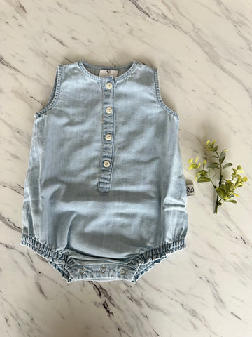 Wynken Pale Bleach Denim Woven Romper