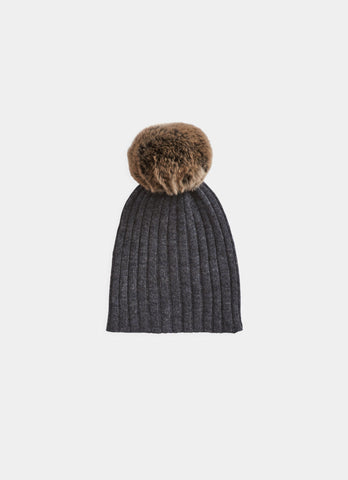 Belle Enfant Graphite Fur Pompom Hat