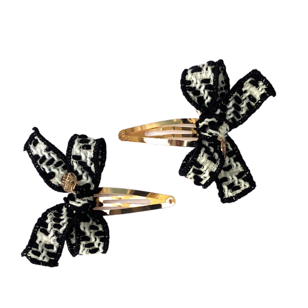 Halo Luxe Grace double bow clips navy