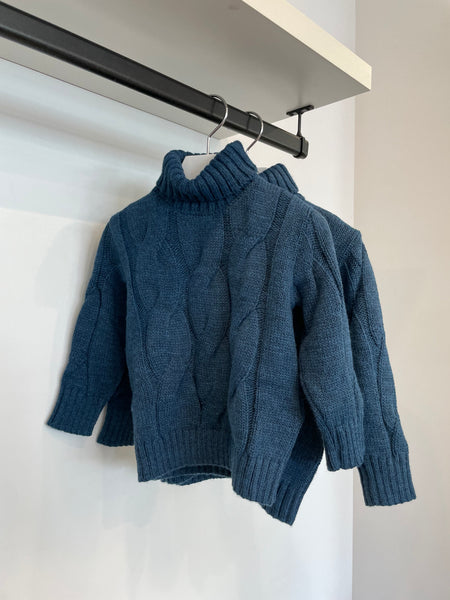 Nupkeet Teal Braided Knit Sweater