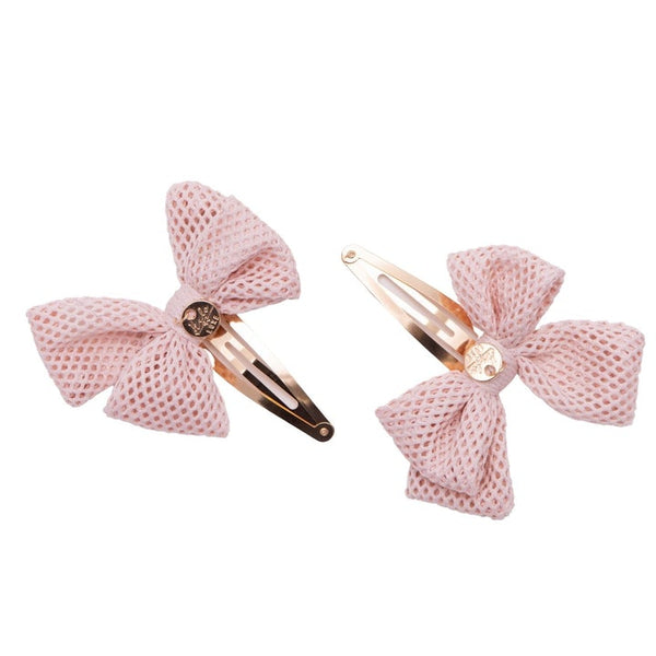 Halo Luxe Blush Alice Mesh Bow Clip Set