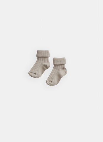 Belle Enfant Oatmeal Marl Turn Top Socks