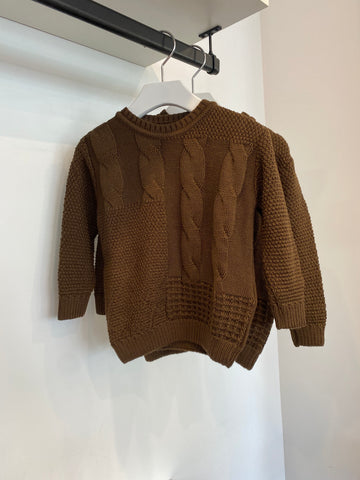 Nupkeet Brown Braided Knit Sweater