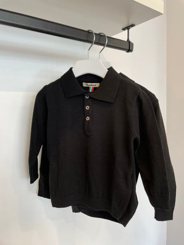 Nupkeet Black Long Sleeve Knit Polo