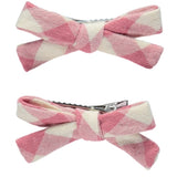 Bebe Organic Pink Gingham Pigtail Clips