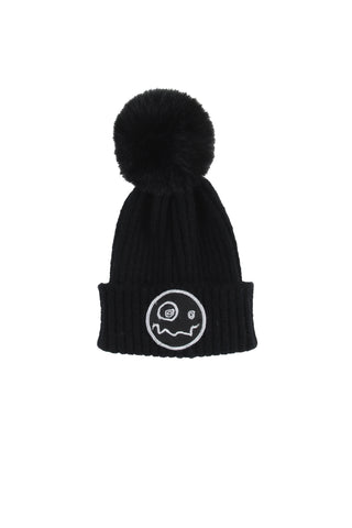 Loud Apparel Octave Black Rib Pompom Beanie