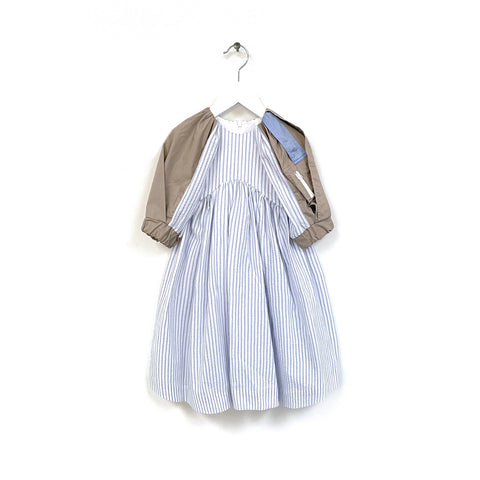 Anja Schwerbrock Blue Stripes/White Puff Sleeve Dress