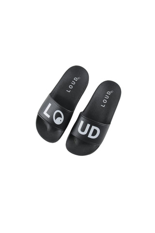 Loud Apparel Happy Black Slides