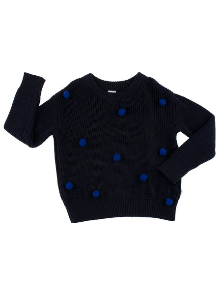 Tinycottons Navy Pom Poms Sweater Oversized