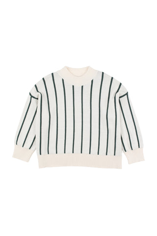 Tinycottons Beige Stripes Mock Sweater