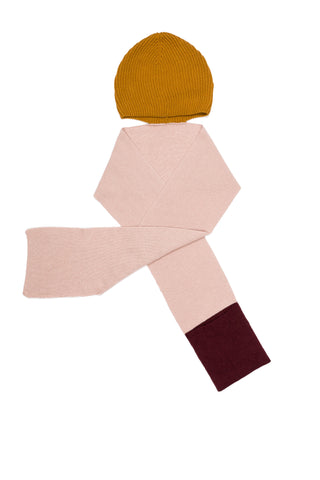 Motoreta Mustard & Pink Knitted Hat Scarf