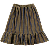 Bonmot Taupe Stripes Velvet Frill Bottom Skirt