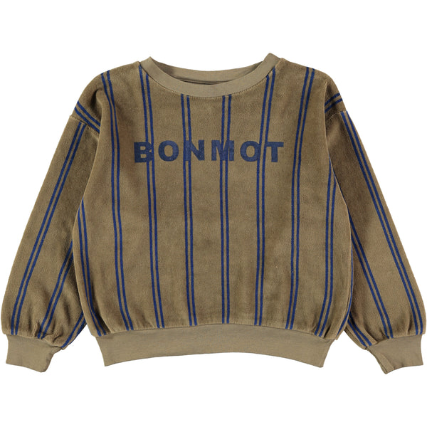 Bonmot Taupe Velvet Piping Sweatshirt