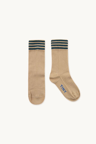 Tinycottons Cappuccino/ Stormy Blue Stripes Medium Socks