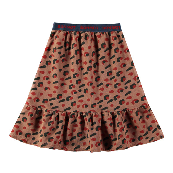 Bonmot Wood Leopard Frill Long Skirt