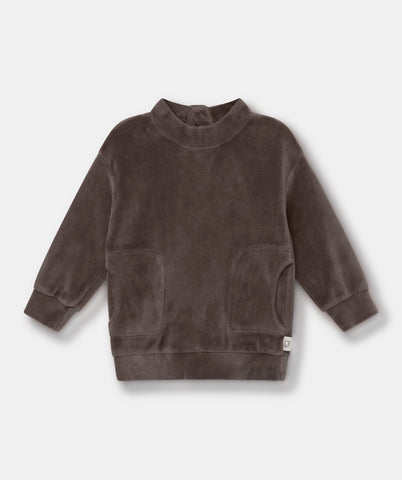 My Little Cozmo Baby Taupe Velour Axel Sweatshirt