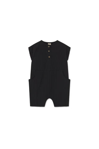 Little Creative Factory Baby Black Crushed Cotton Jumpsuit
