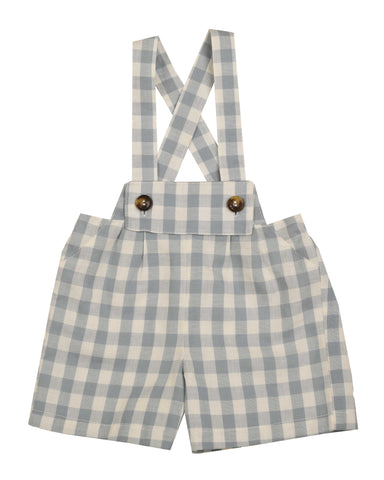 Belati Blue Gingham Pleated Overall