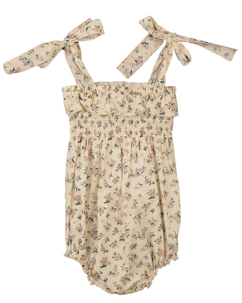 Belati Ivory Floral Frilled Smocker Tier Romper