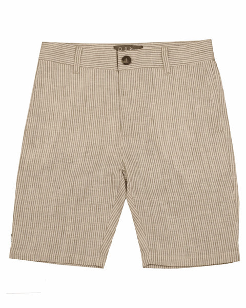 Belati Oatmeal Stripe Straight Pocket Bermuda Shorts